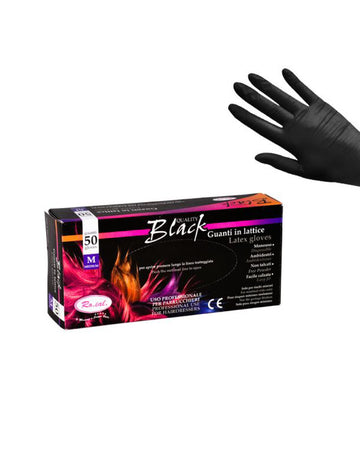 Roial Latex Gloves Black Powder Free - Medium